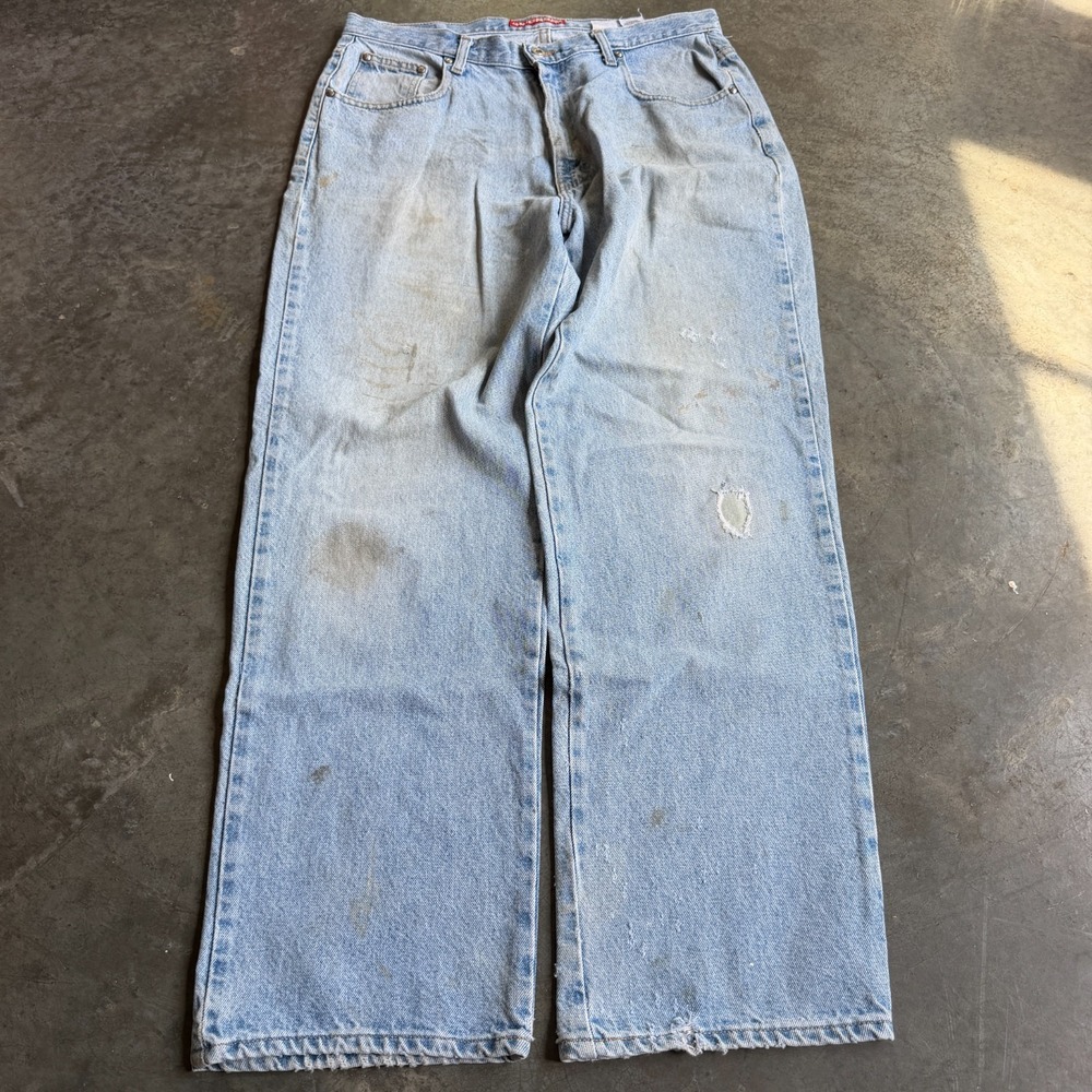 VTG Y2K Unionbay Men Straight Leg Light Wash Denim Jeans Blue 34x32 Grunge Baggy